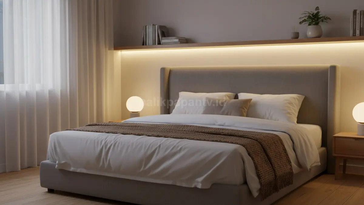  Lampu LED Strip di Belakang Headboard (BTV/Ai)