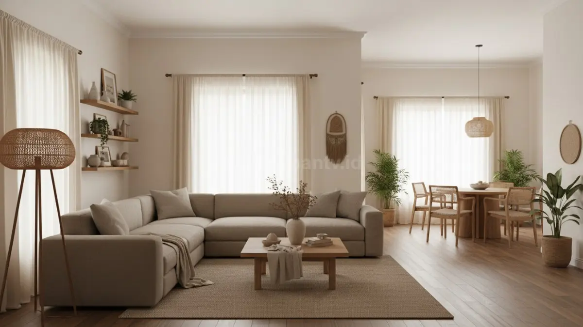 Nuansa beige dan earth tone menghadirkan kesan hangat, elegan, dan nyaman pada interior rumah. (BTV/Ai)