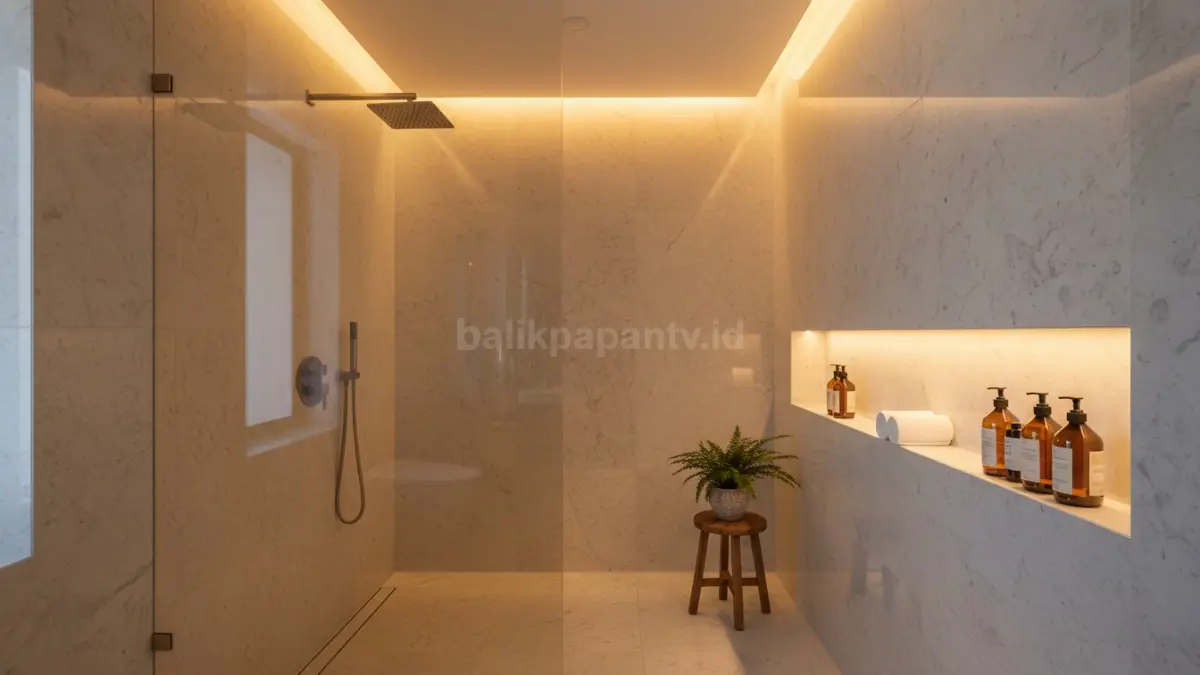 Shower Area dengan Pencahayaan Tersembunyi (BTV/Ai)