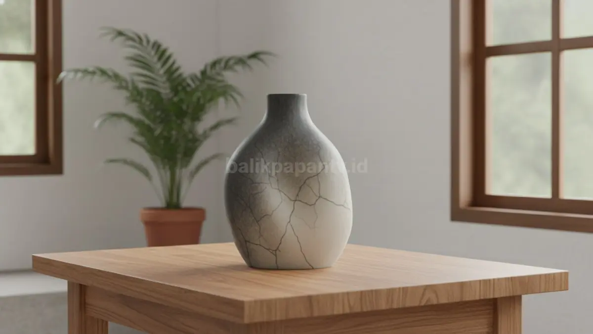 Vas keramik monokrom menghadirkan tampilan bersih, elegan, dan mudah dipadukan berbagai interior.  (BTV/AI) 
