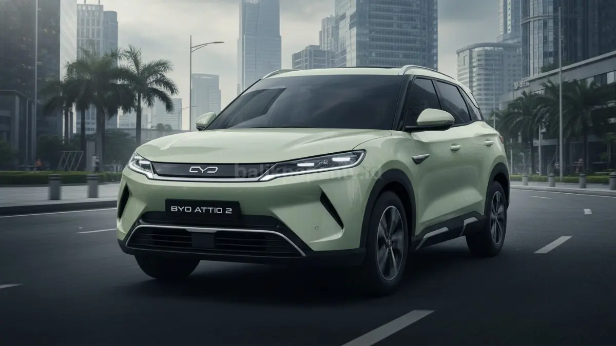 BYD Atto 2 tampil dengan desain SUV listrik kompak modern yang menjadi sorotan pasar otomotif. (BTV/Ai)