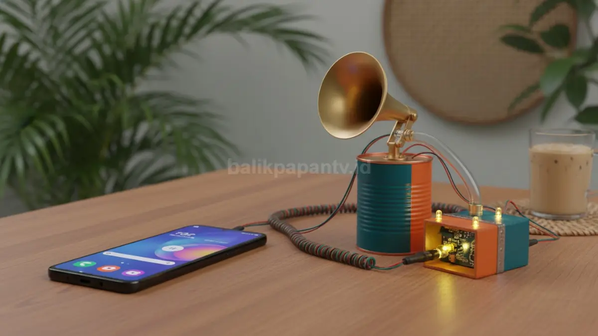 Eksperimen ringtone menampilkan Samsung Galaxy A26 bersama perangkat modifikasi kreatif dalam satu komparasi visual. (BTV/Ai)