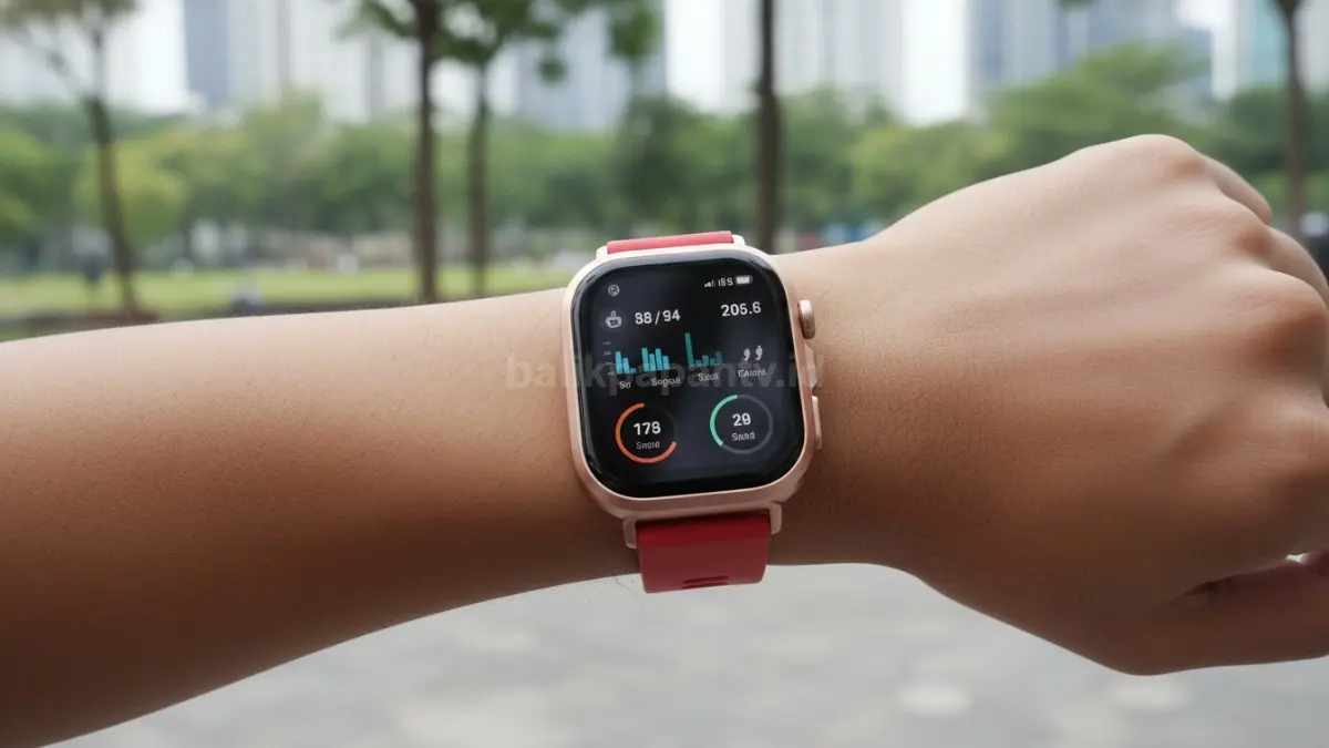 Huawei Watch Fit 5 Pro dengan layar AMOLED 1,92 inci dan material premium untuk aktivitas olahraga serta kesehatan. (BTV/Ai)
