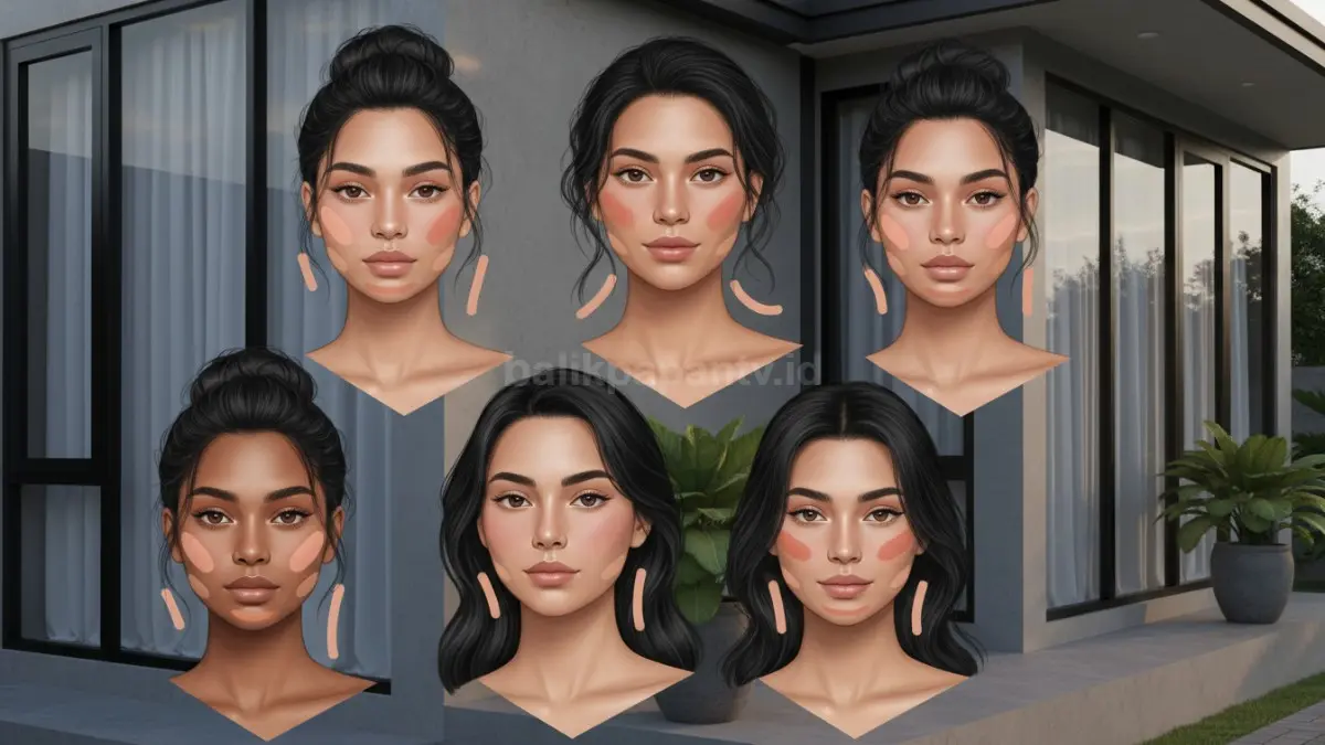 Ilustrasi berbagai bentuk muka sebagai panduan menentukan teknik contour dan blush.
