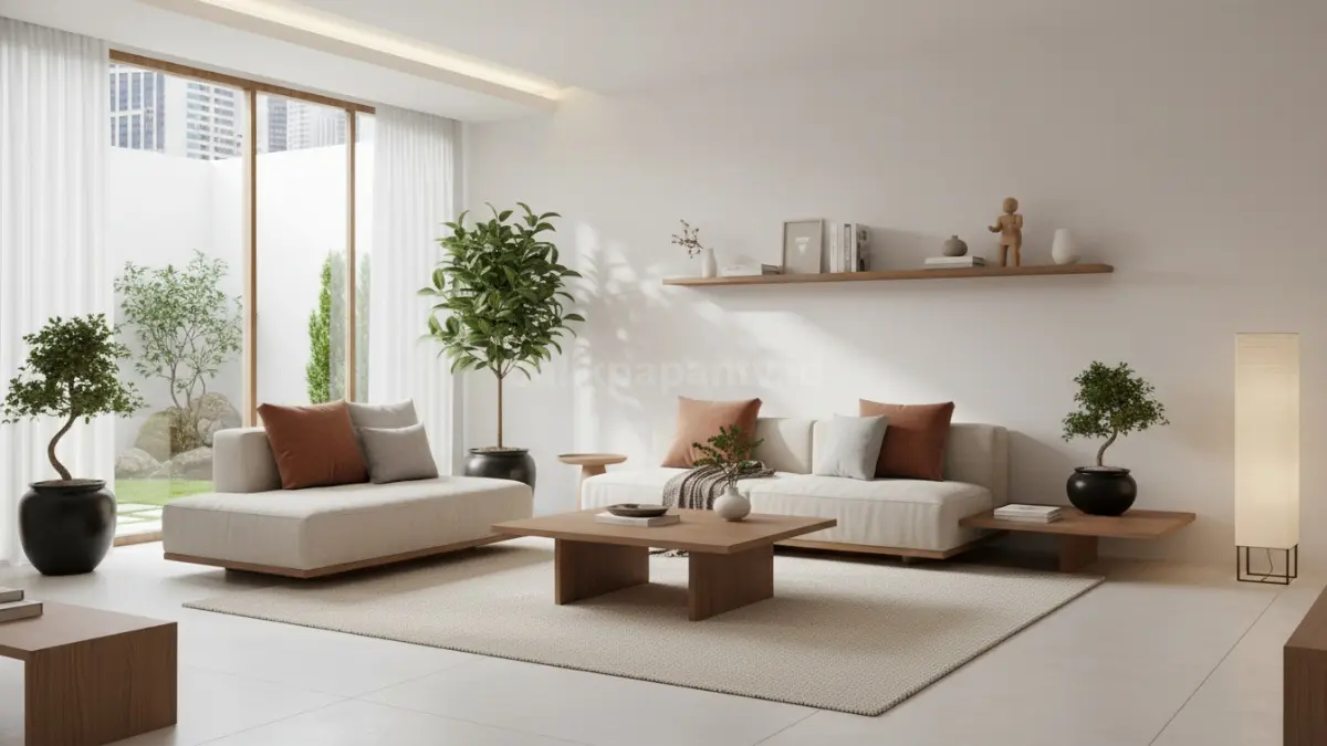 Japandi Quiet Space Concept memadukan gaya Jepang dan Skandinavia, menghadirkan ruang sederhana, tenang, dan fungsional dengan desain minimalis elegan. (BTV/Ai)