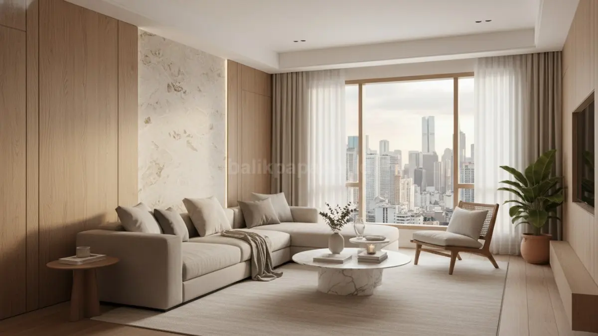 Konsep Natural Soft Neutral dengan warna lembut seperti beige dan warm grey menghadirkan suasana tenang, hangat, dan minimalis modern. (BTV/Ai)