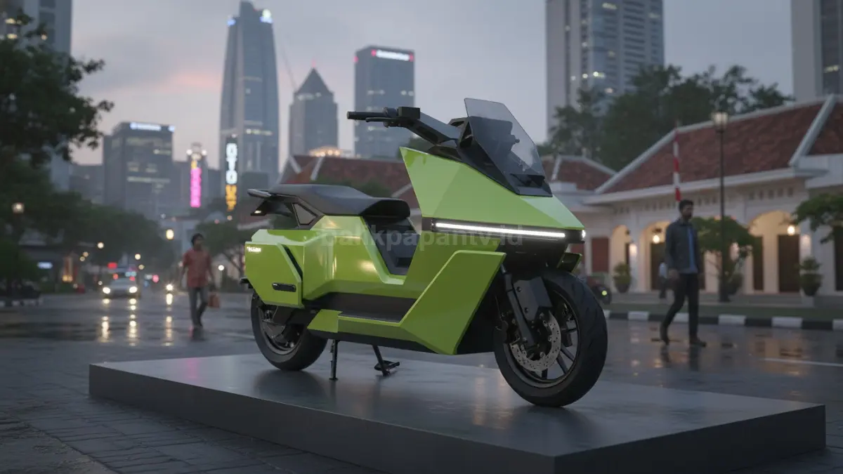 OMOWAY OMO-X tampil dengan desain futuristik seamless dan teknologi motor listrik pintar premium. (BTV/Ai)