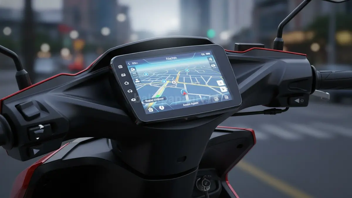 Panel instrumen Full Digital Smart Touchscreen pada Indomobil e-Motor Sprinto saat menampilkan navigasi. (BTV/Ai)