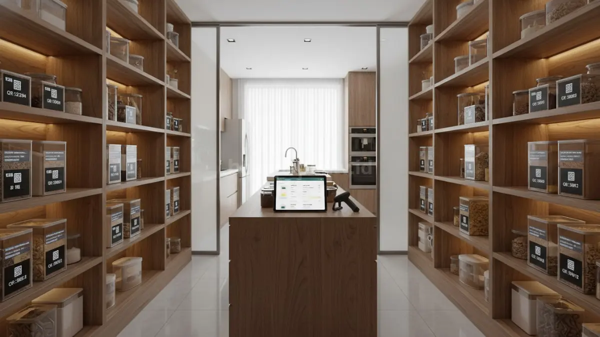 Pantry modern dengan sistem label digital untuk memantau stok lebih mudah. (BTV/Ai)