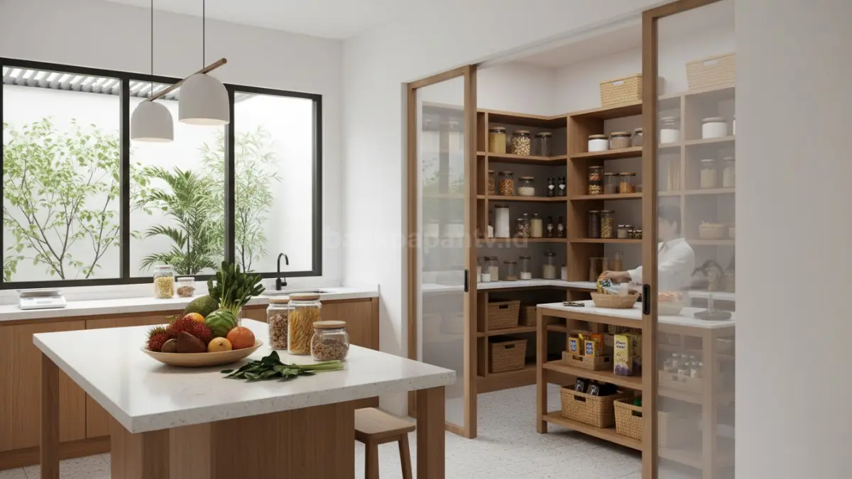 Pantry multifungsi dengan area persiapan makanan yang praktis dan efisien. (BTV/Ai)