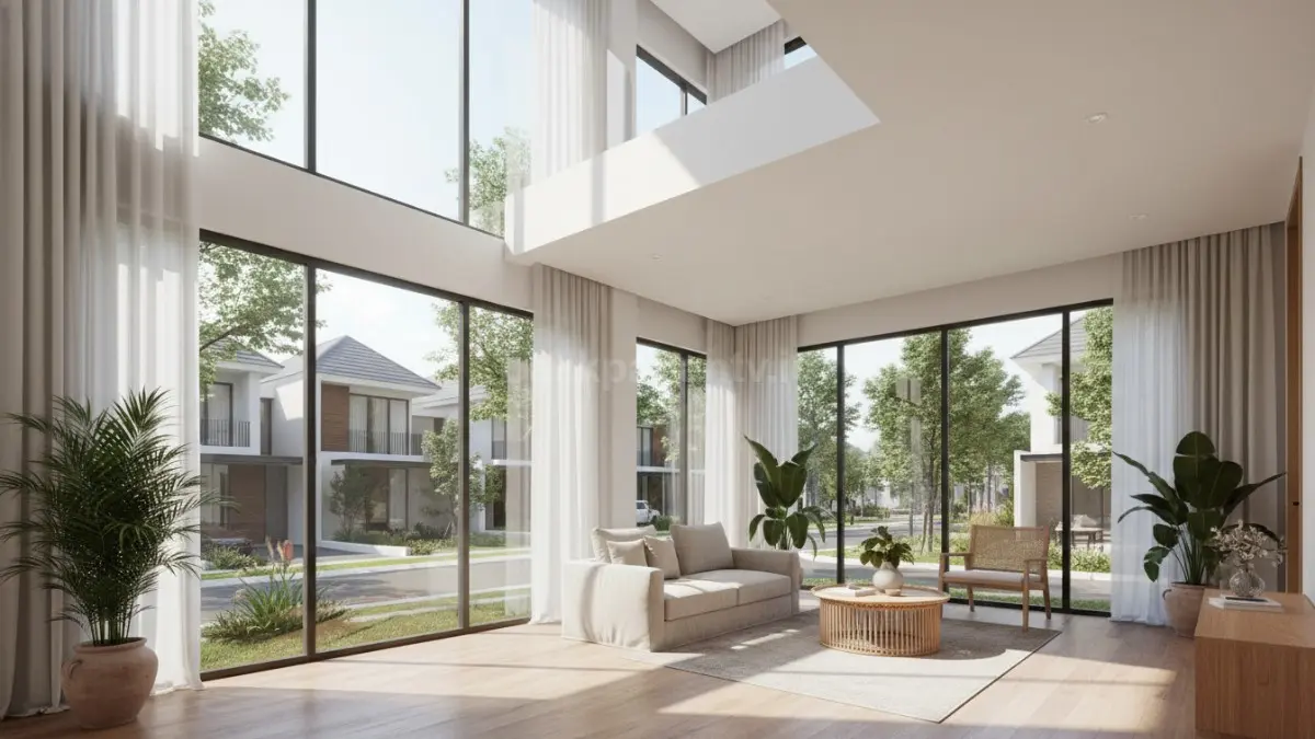 Pencahayaan alami melalui jendela besar dan skylight membuat rumah lebih terang, hemat energi, dan nyaman sepanjang hari. (BTV/Ai)