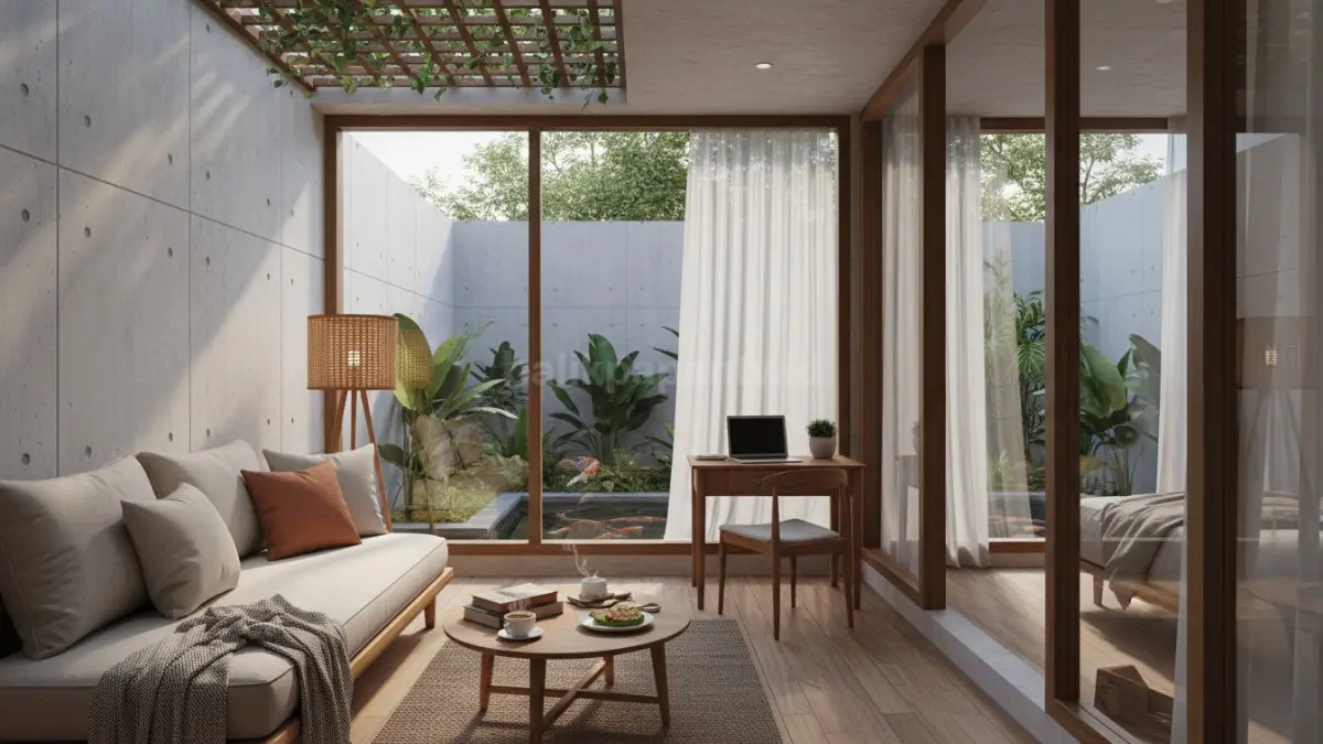 Sudut santai semi outdoor menjadi tempat ideal untuk membaca, bekerja ringan, atau menikmati waktu santai sehari-hari. (BTV/Ai)