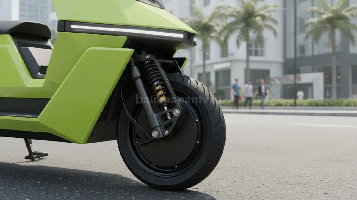 Suspensi Double Wishbone OMOWAY OMO-X menghadirkan kenyamanan dan stabilitas berkendara yang lebih baik. (BTV/Ai)