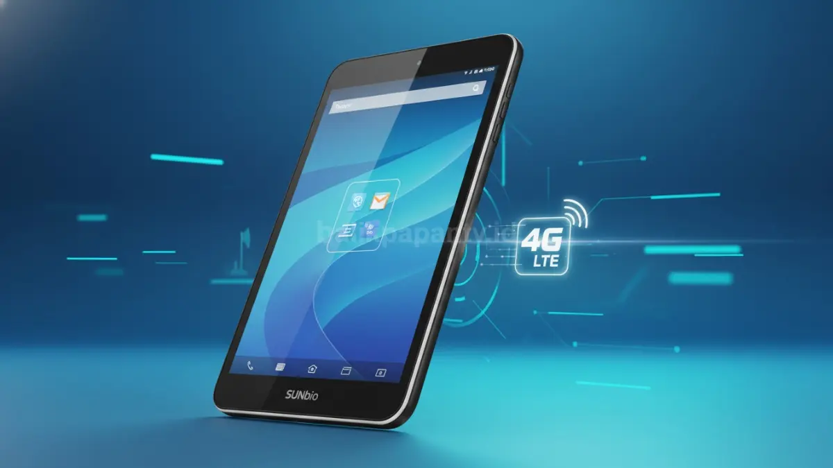 Tablet Sunbio SB-TM700 dengan layar IPS HD dan dukungan 4G LTE yang menjadi daya tarik utama di kelas harga Rp480 ribuan. (BTV/Ai)