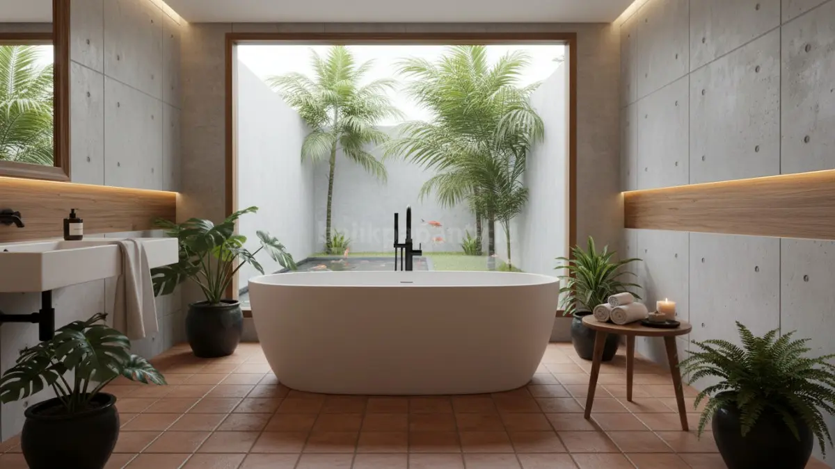 Bathtub freestanding menghadirkan kesan mewah, lapang, dan menjadi pusat perhatian dalam kamar mandi. (BTV/Ai)