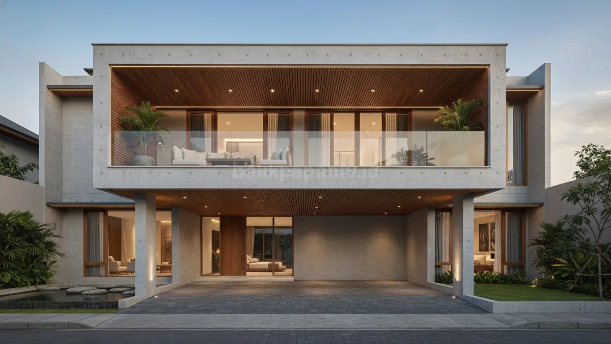 Carport yang terintegrasi dengan balkon menciptakan tampilan rumah yang utuh, modern, dan harmonis. (BTV/Ai)