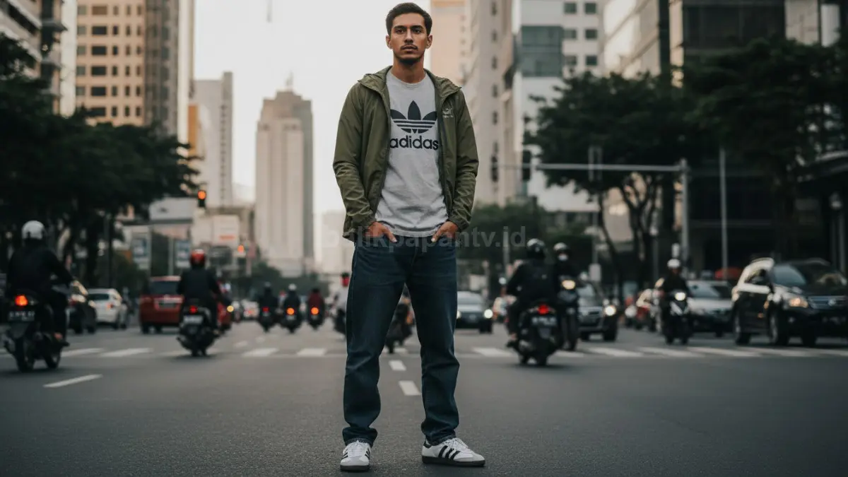 Kombinasi Adidas Samba, Adidas Sweatshirt, dan Arc