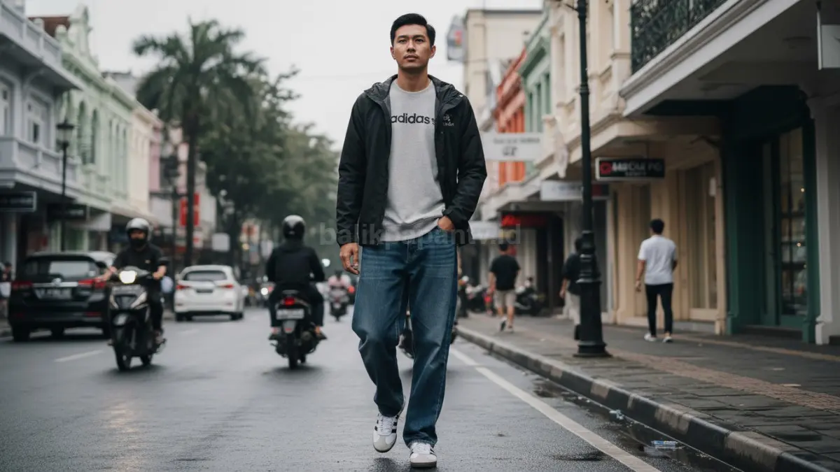 Kombinasi netral Adidas Samba dan Arc
