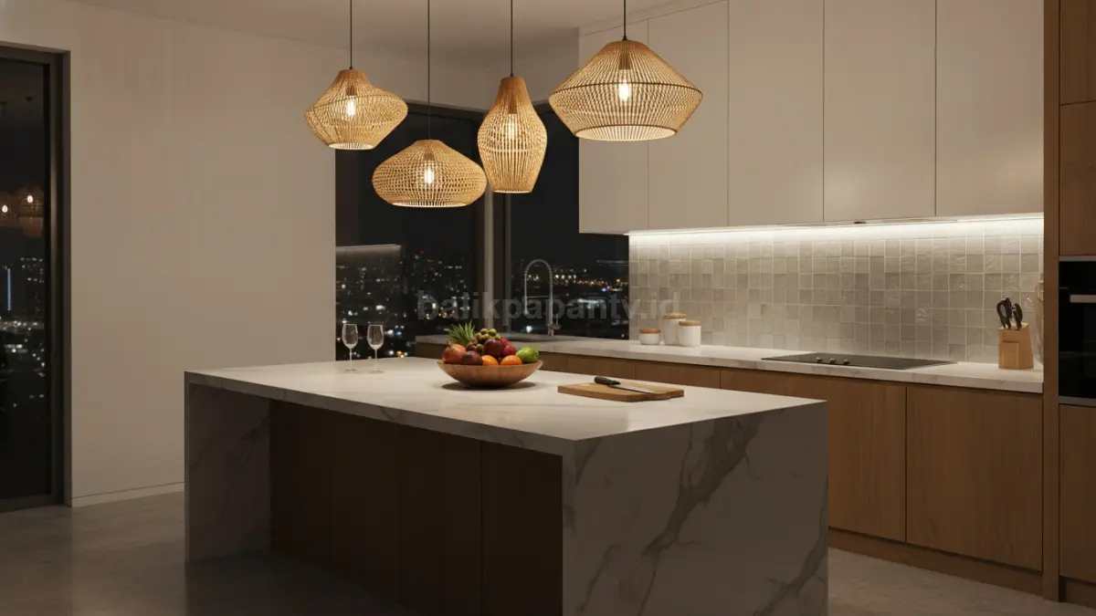 Lampu dekoratif mempercantik dapur sekaligus menghadirkan suasana hangat dan nyaman. (BTV/Ai)