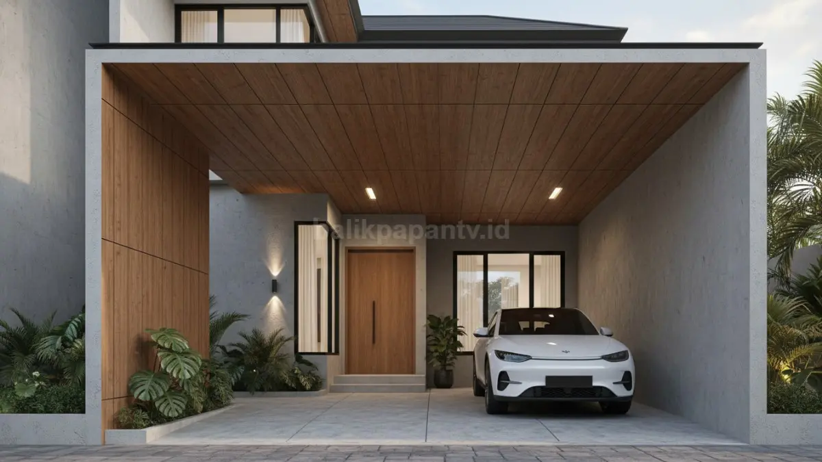 Panel kayu sintetis menghadirkan nuansa hangat dan modern dengan tampilan seperti kayu alami yang mudah dirawat. (BTV/Ai)