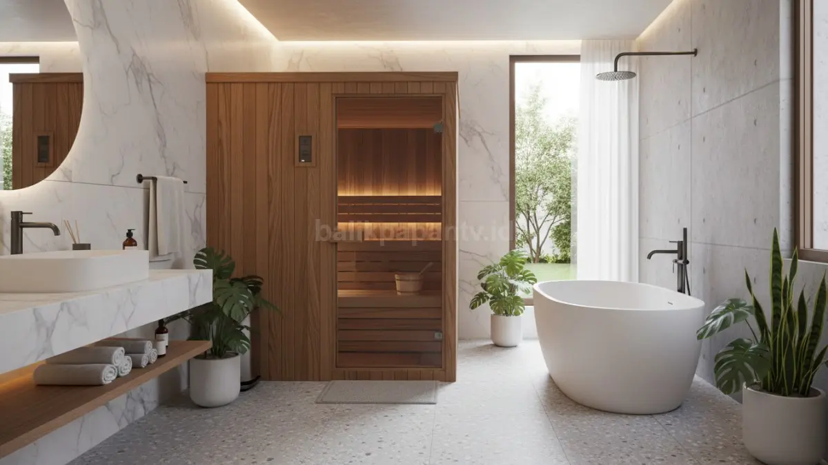 Sauna mini menghadirkan pengalaman relaksasi pribadi yang nyaman dan bernuansa spa di rumah. (BTV/Ai)