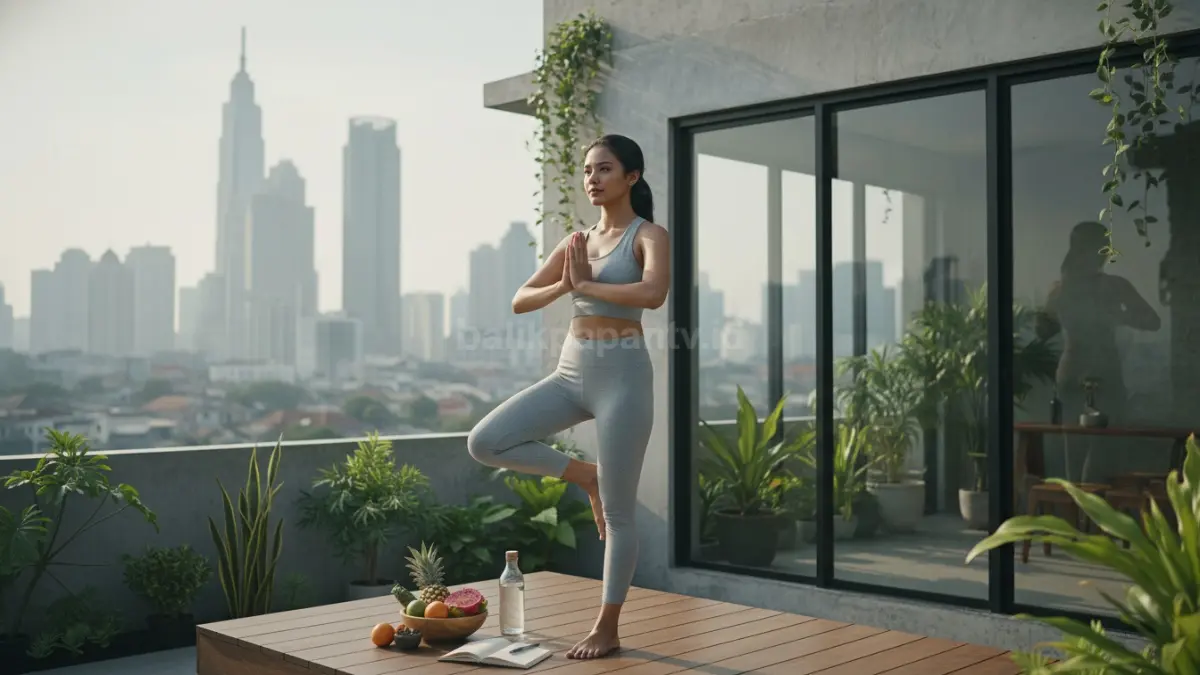 Seseorang menjalankan rutinitas sehat sederhana di sela kesibukan sehari-hari.
