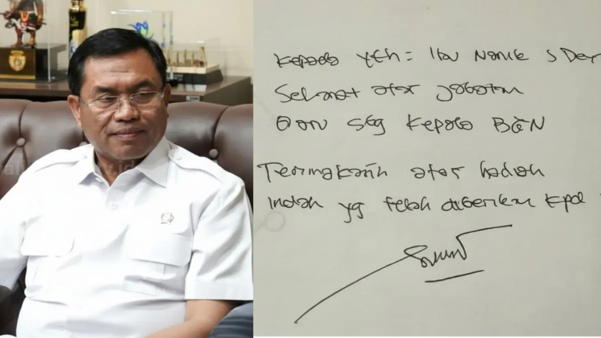 Surat tulisan tangan untuk Nanik S Deyang yang diunggah Sony Sonjaya di Instagram.