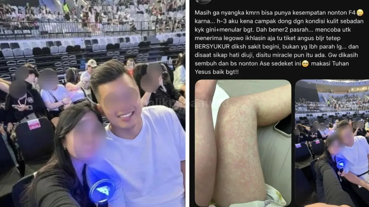 Tampilan unggahan media sosial yang memicu perdebatan soal penonton campak di konser F4.