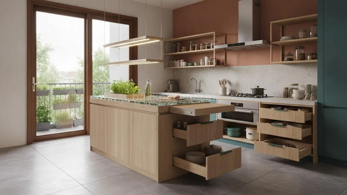 Desain dapur modern menggabungkan efisiensi ruang, kesehatan penghuni, serta fleksibilitas untuk aktivitas sehari-hari. (BTV/AI)