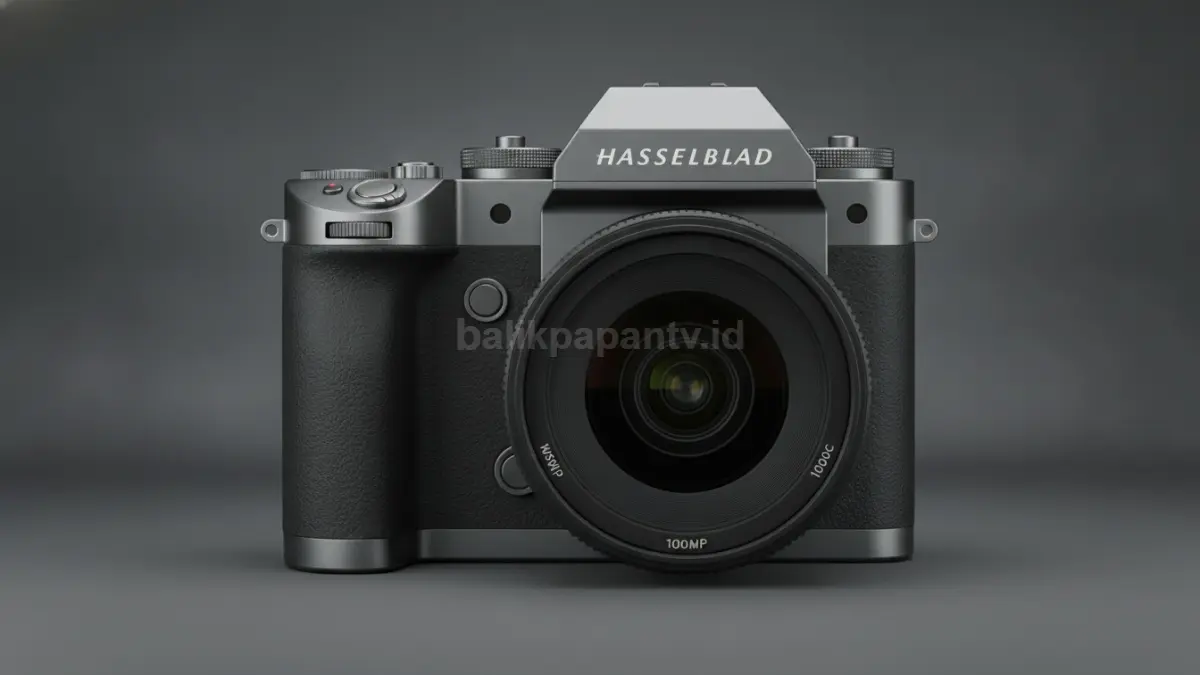 Hasselblad X2D2 100C menampilkan desain premium dengan sensor medium format 100MP untuk kualitas foto profesional. (BTV/Ai)