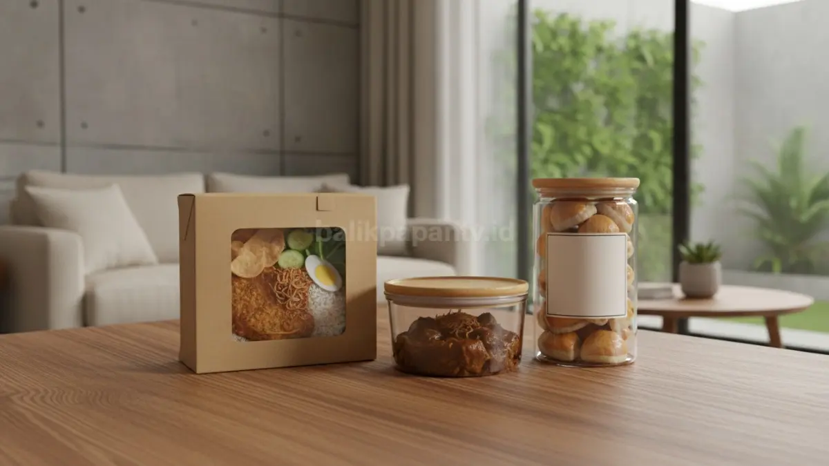 Kemasan makanan rumahan yang rapi dan menarik untuk meningkatkan nilai jual produk kuliner.
