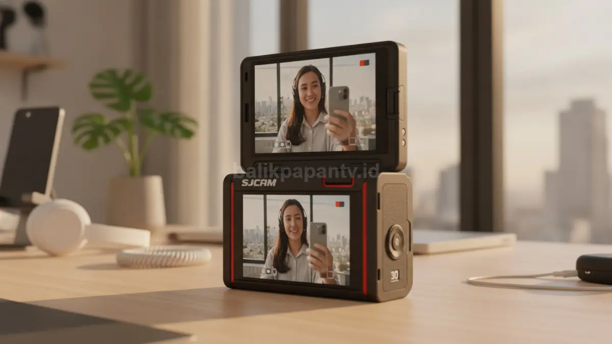 Layar lipat SJCAM SJ30 memudahkan kreator konten merekam vlog dan video vertikal. (BTV/Ai)