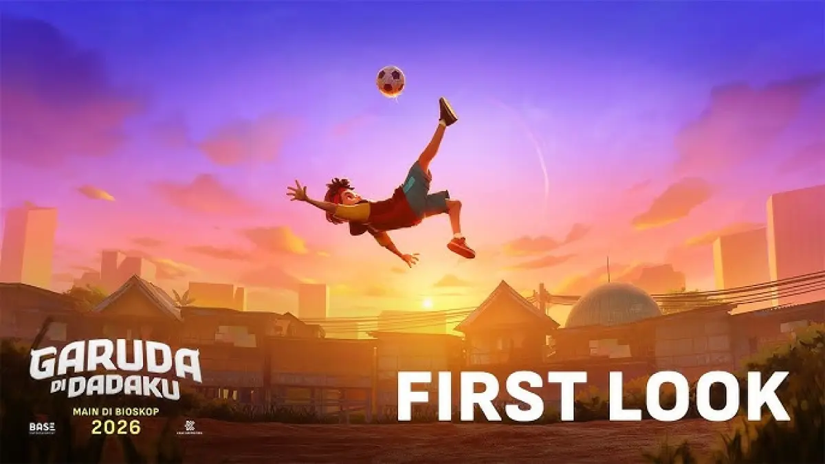 Poster film animasi Garuda di Dadaku menampilkan semangat Putra meraih mimpi menjadi pesepak bola Indonesia.
