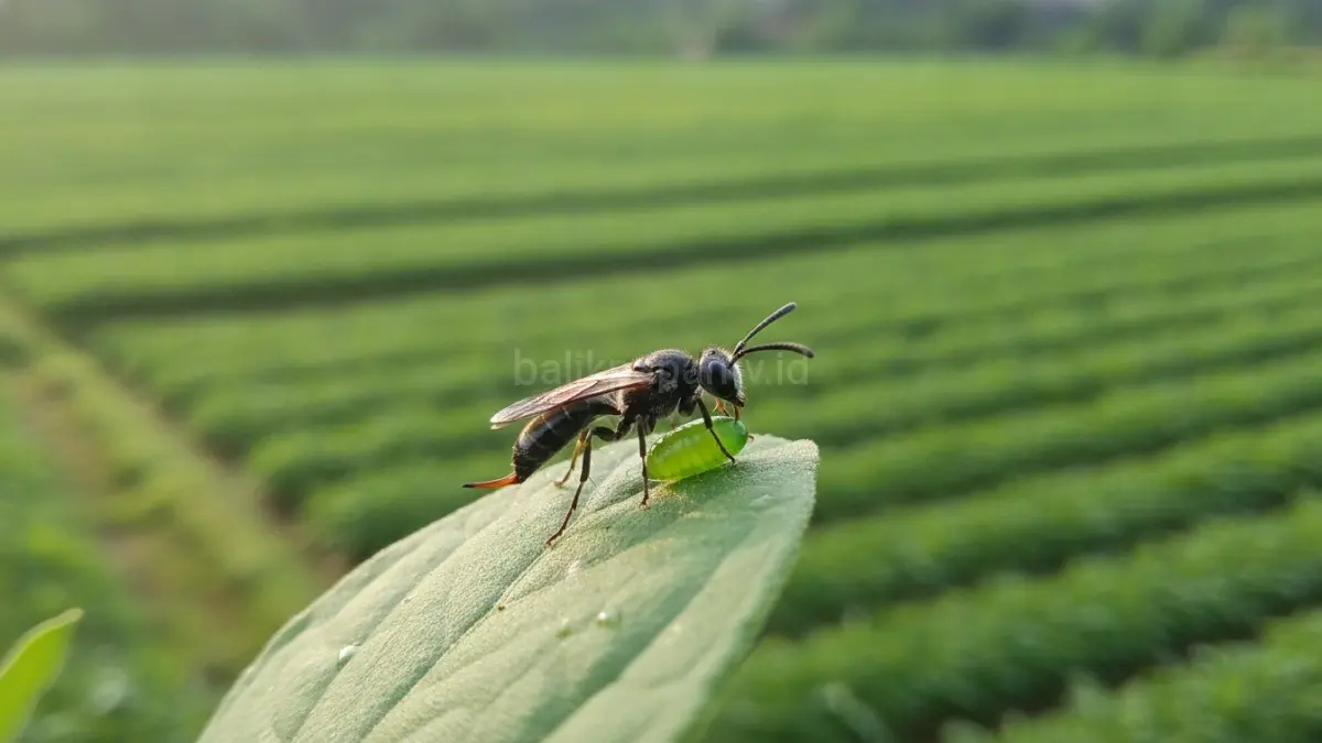 Tawon parasitoid menjadi agen pengendalian hayati yang efektif karena membantu menekan populasi hama secara alami dan berkelanjutan.(BTV/AI) 