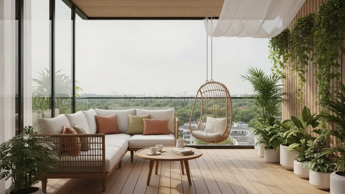 Balkon multifungsi menghadirkan area santai yang nyaman, sekaligus memaksimalkan cahaya alami dan kualitas ruang luar rumah. (BTV/Ai)