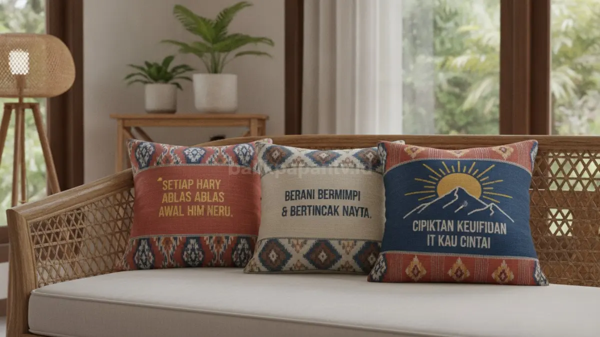 Cushion cover kutipan inspiratif personal menghadirkan motivasi harian dan suasana ruang lebih hidup.  (BTV/AI)