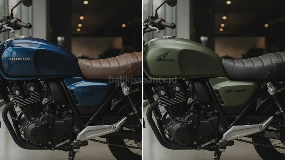 Detail tangki dan jok Honda GB350 serta GB350C yang menunjukkan karakter berbeda dalam satu platform. (BTV/Ai)