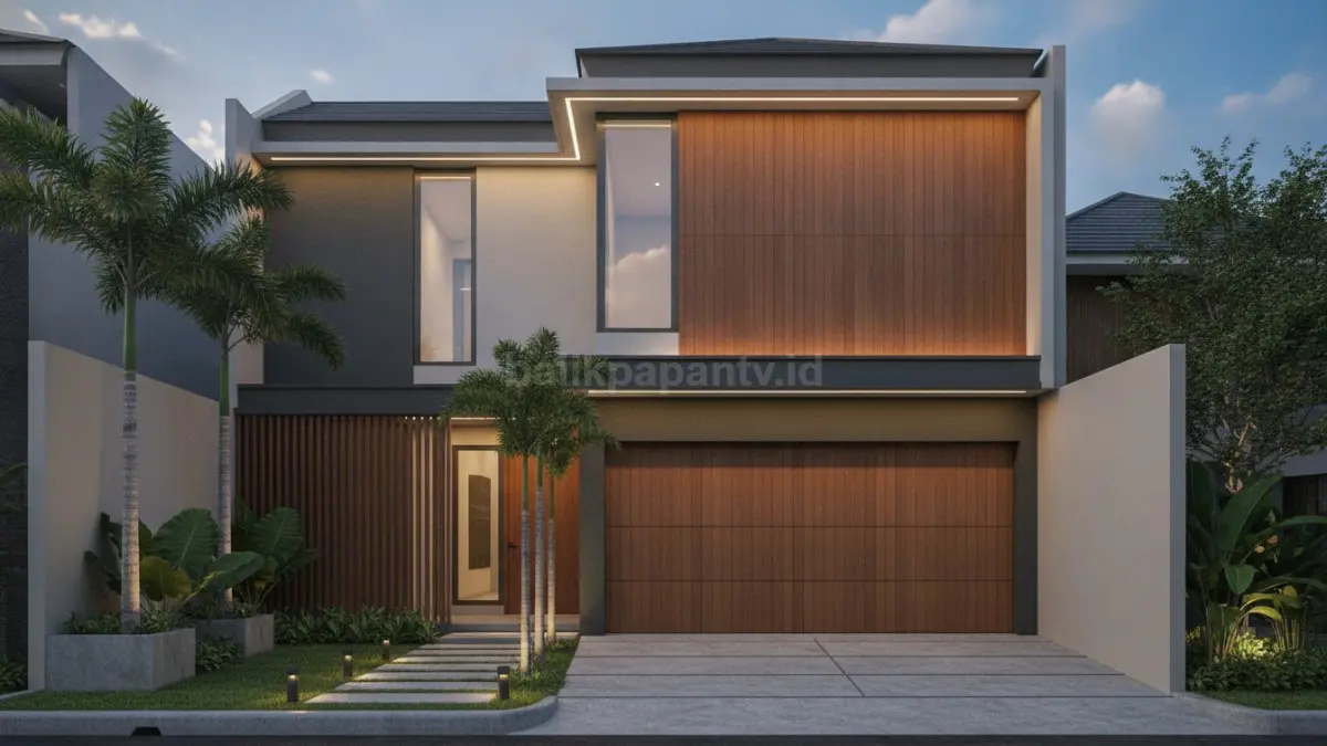 Garasi yang terintegrasi dengan fasad menciptakan tampilan rumah yang lebih rapi, modern, dan harmonis secara visual. (BTV/Ai)