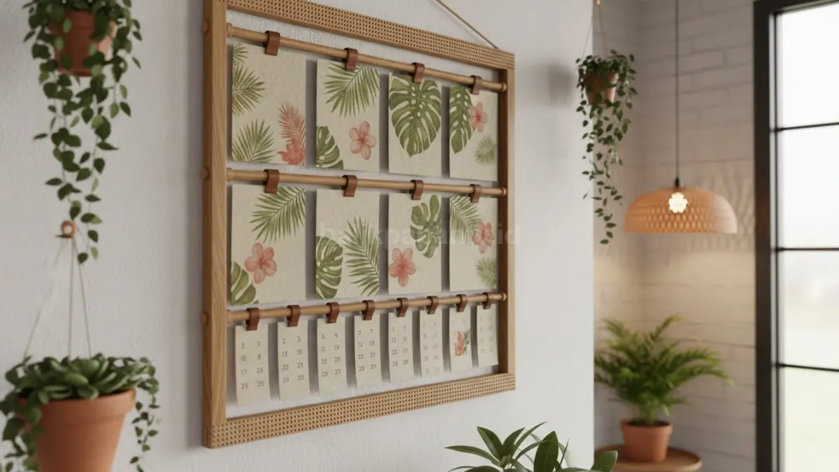 Kalender modular kartu bulanan fleksibel, mudah diperbarui, dan mempercantik tampilan ruangan setiap waktu.  (BTV/AI)