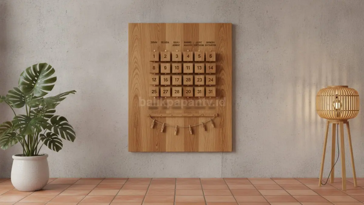 Kalender papan kayu minimalis menghadirkan nuansa hangat, fungsional, dan estetis untuk berbagai ruangan modern.  (BTV/AI)