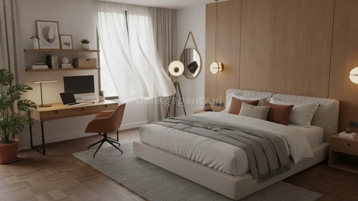 Kamar tidur utama dengan area kerja menciptakan ruang yang nyaman, fungsional, dan mendukung produktivitas sehari-hari. (BTV/Ai)