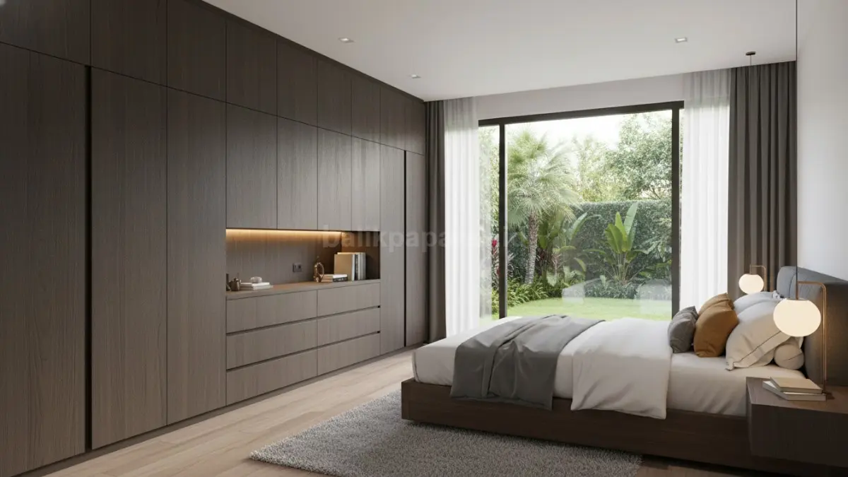 Lemari terintegrasi membuat kamar tidur terasa lebih lega, rapi, dan efisien dalam penggunaan ruang. (BTV/Ai)