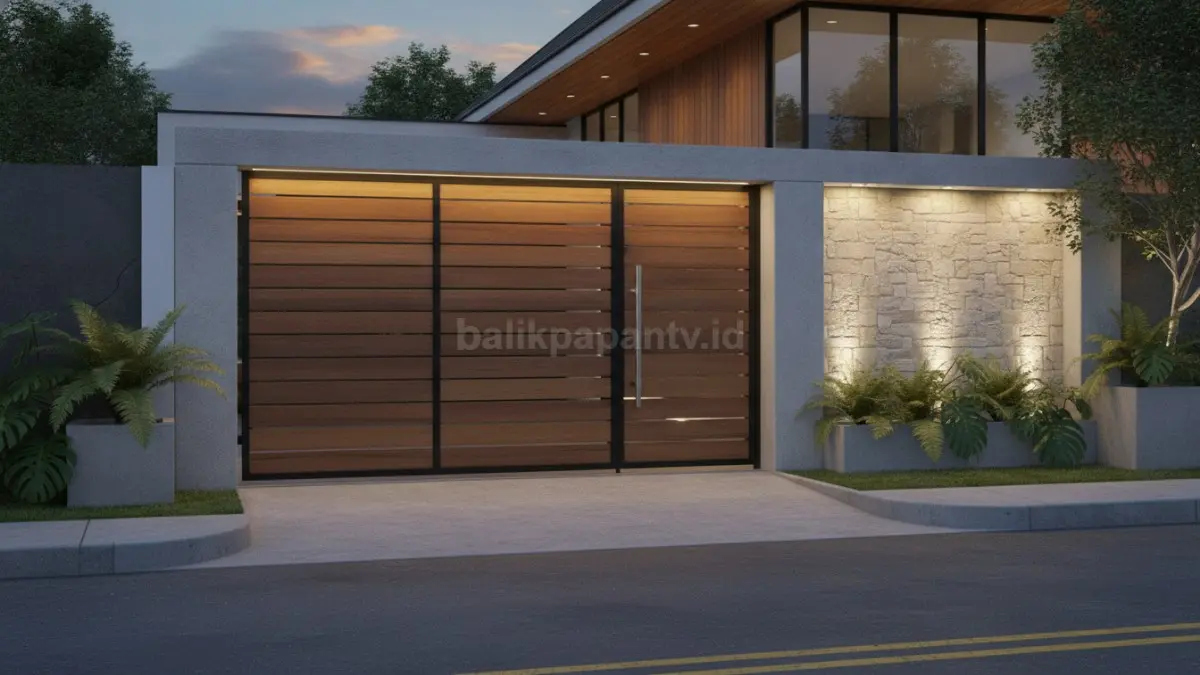 Pagar rumah estetik 2026 dengan desain minimalis modern dan pencahayaan elegan (BTV/Ai)