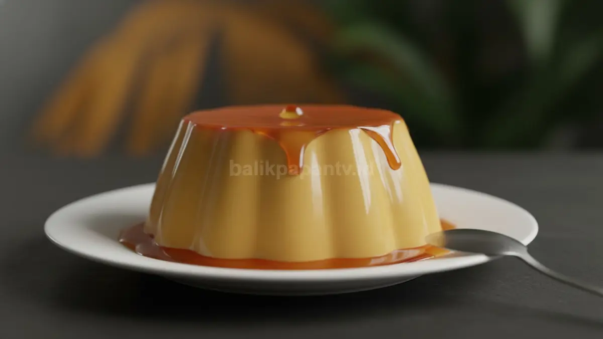 Puding karamel kukus klasik dengan saus karamel mengilap dan tekstur lembut yang menggoda untuk dicicipi.