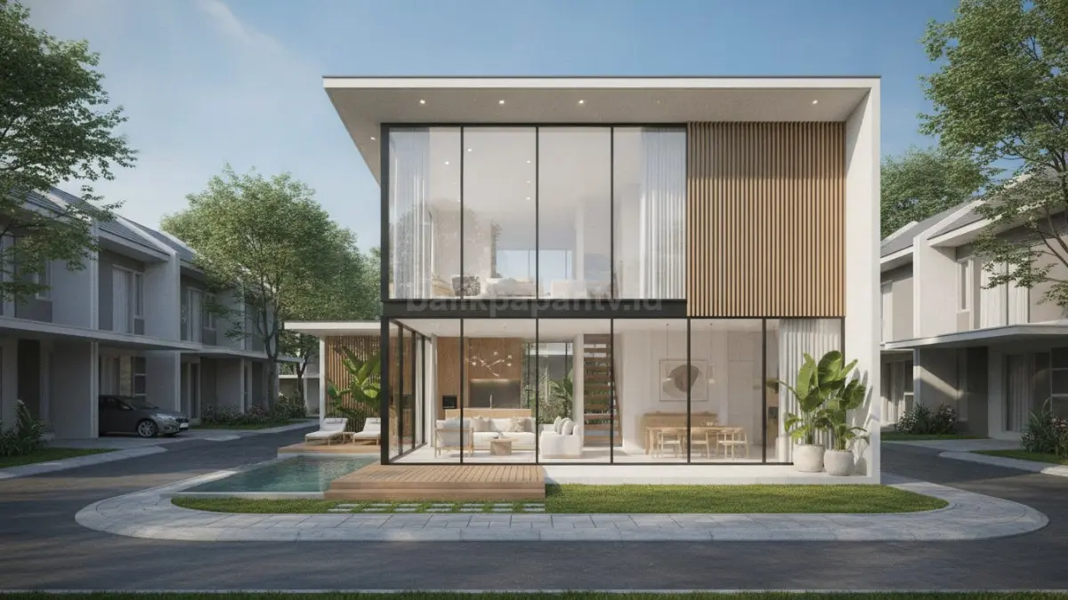 Rumah modern dengan pencahayaan alami maksimal melalui jendela besar dan skylight. (BTV/Ai)