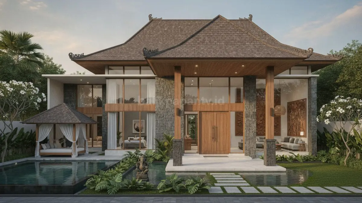 Rumah modern dengan sentuhan tradisional Indonesia bernuansa kayu dan cahaya alami (BTV/Ai)