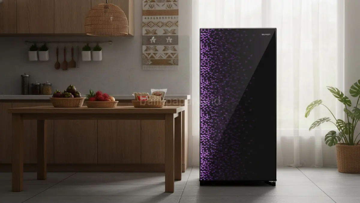 Sharp SJ-X165MG-GB hadir sebagai kulkas 1 pintu berkapasitas 128 liter yang menggabungkan efisiensi energi, desain premium, dan fungsi penyimpanan yang praktis untuk kebutuhan rumah tangga modern.(BTV/AI) 