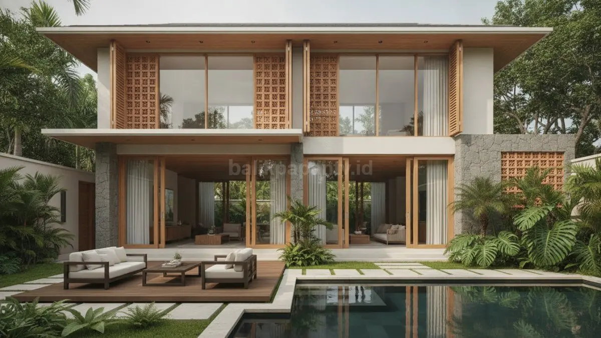 Tropical minimalist house memadukan desain modern yang sederhana dengan material alami untuk menciptakan hunian yang nyaman, sejuk, dan mudah dirawat. (BTV/Ai)