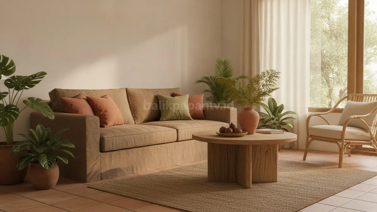 Warna hangat seperti krem dan terracotta menghadirkan suasana nyaman, ramah, serta menenangkan ruangan. (BTV/AI)