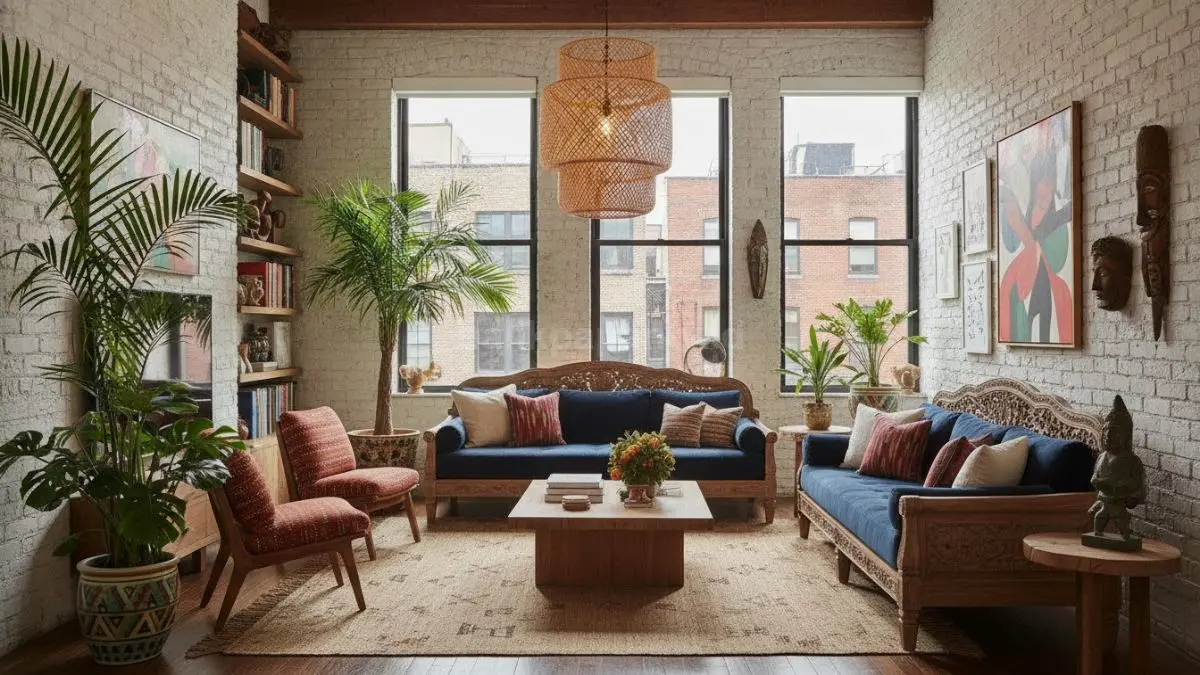 Adaptasi hunian New York bergaya personal melalui pendekatan desain interior apartemen selebritas di Greenwich Village. (BTV/AI)